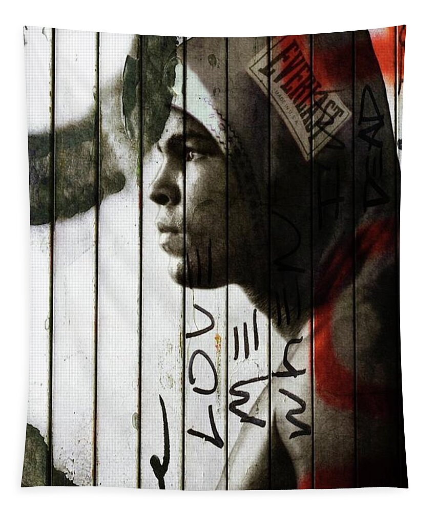 Muhammad Ali Image Tapestry featuring the mixed media Muhammad Ali - The Champ by Paul Lovering