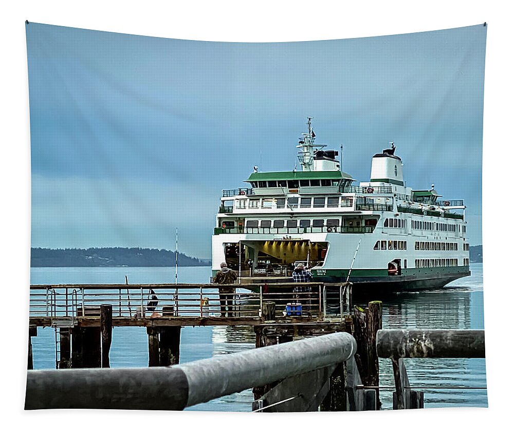 Ferry Tapestry featuring the photograph Mukilteo Ferry Terminal by Anamar Pictures