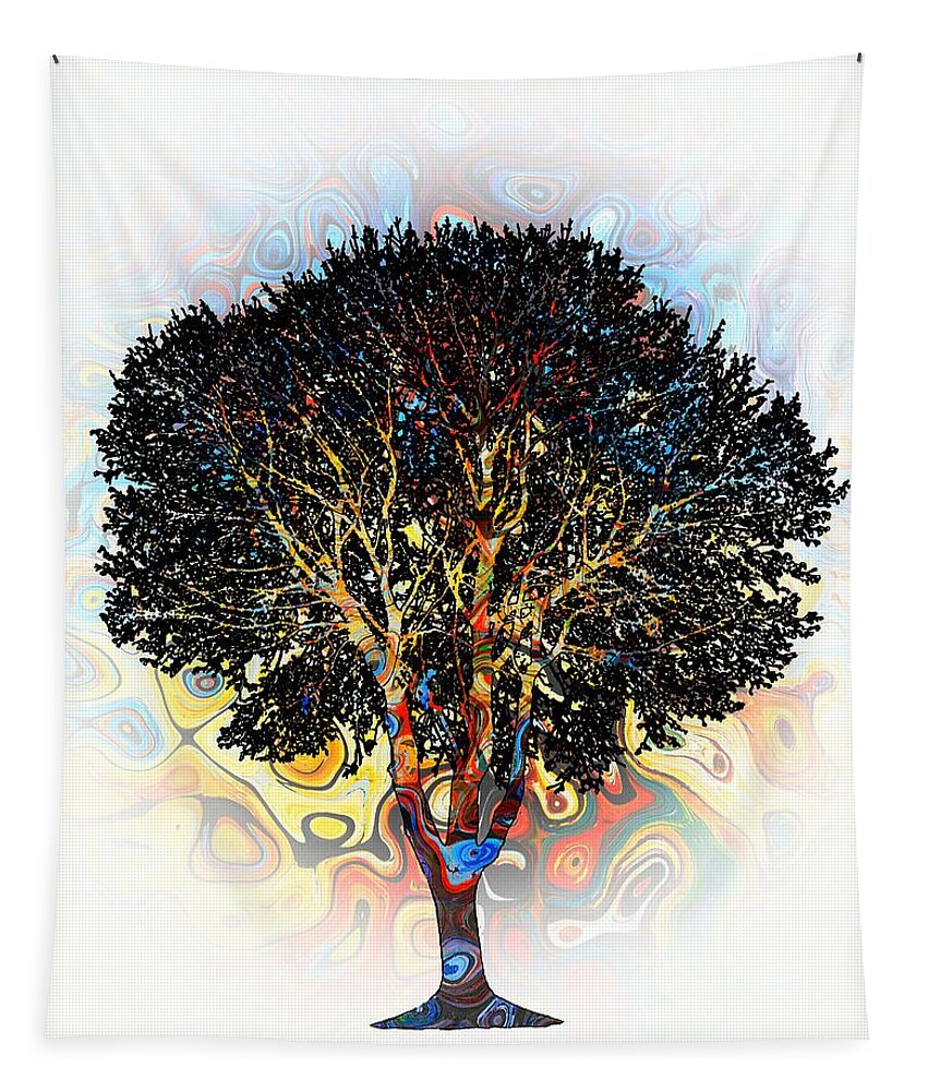 Tree Tapestry featuring the digital art Multicolor Tree Design 198 by Lucie Dumas
