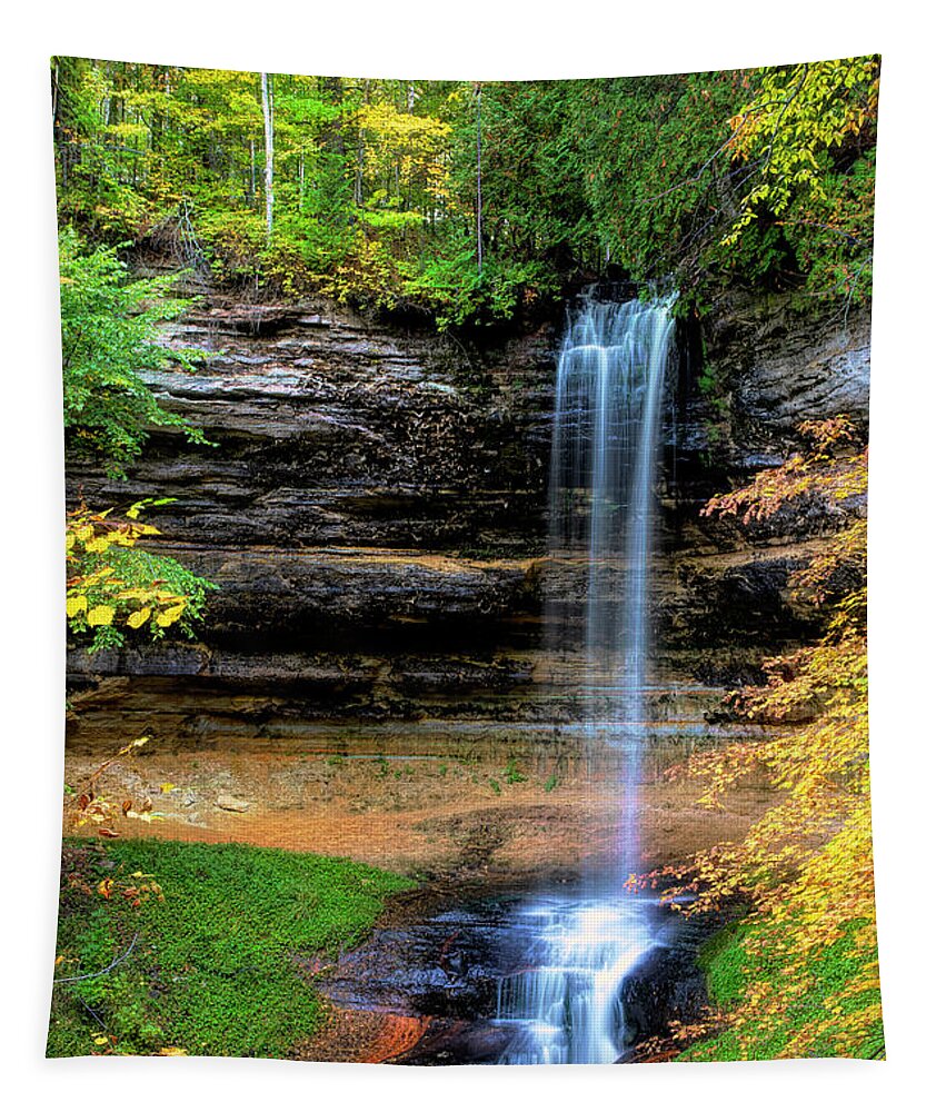 Munising Tapestry featuring the photograph Munising Falls by Cheryl Strahl