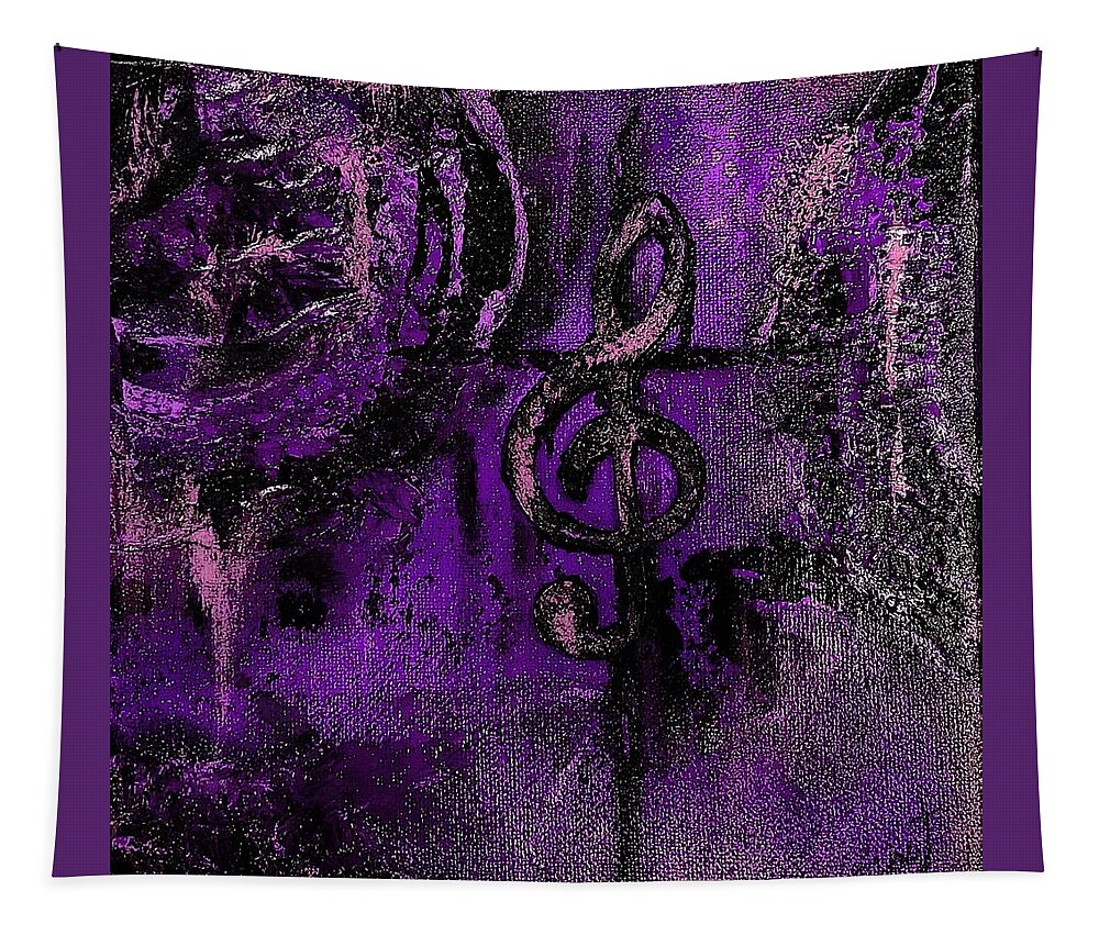 Music Tapestry featuring the painting Music by Brenda Kay Deyo