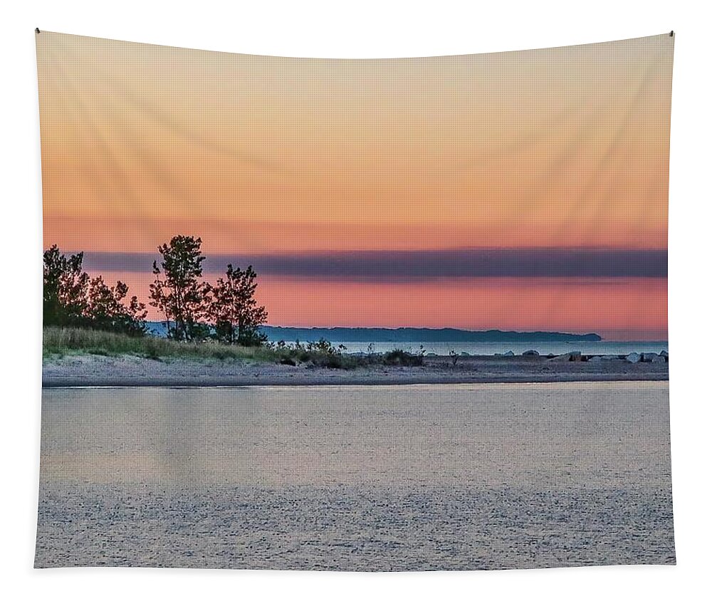  Tapestry featuring the photograph Muskegon shoreline IMG_6003 by Michael Thomas