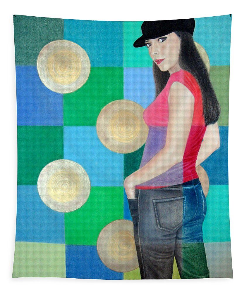 Black Cap Tapestry featuring the painting My Black Cap by Lynet McDonald