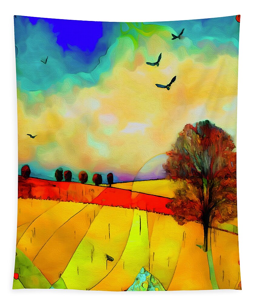 Walk Tapestry featuring the mixed media My Favourite Walk Past My Favourite Tree by Ann Leech