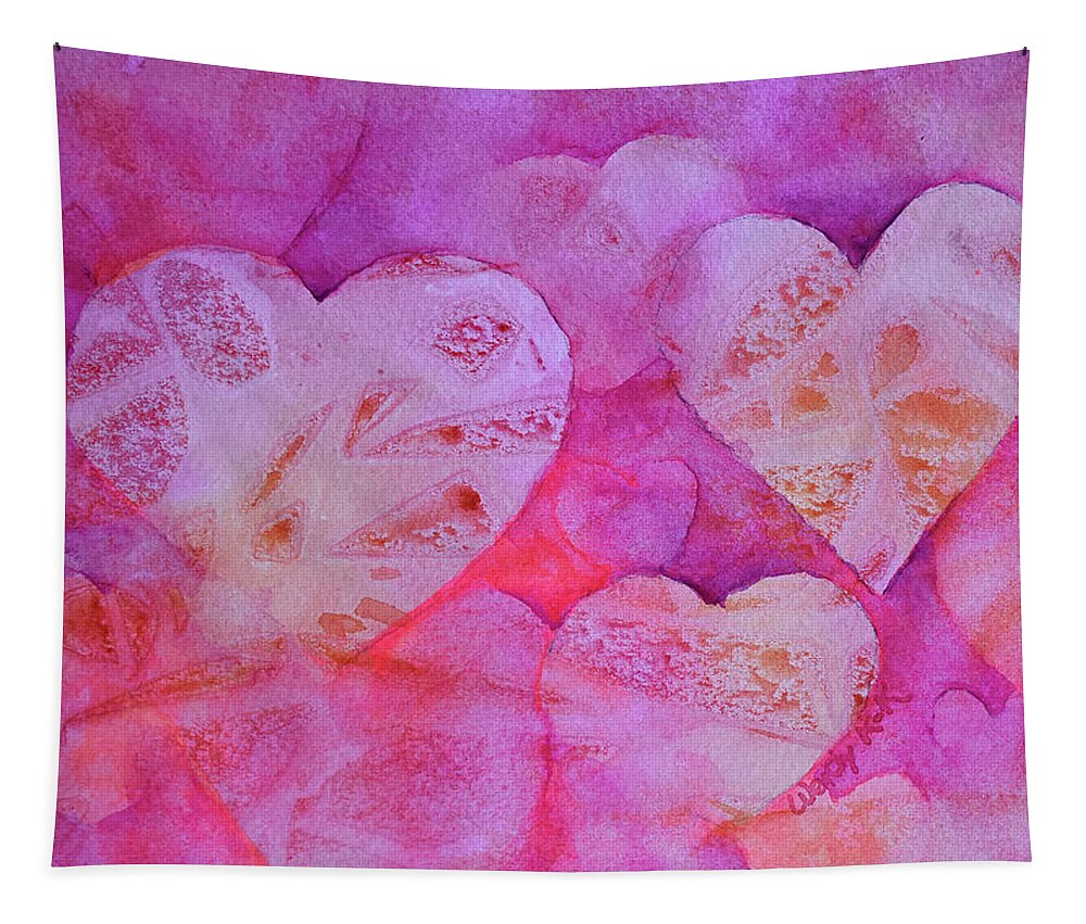 Heart Tapestry featuring the painting My Fluorescent Valentine by Wendy Keeney-Kennicutt