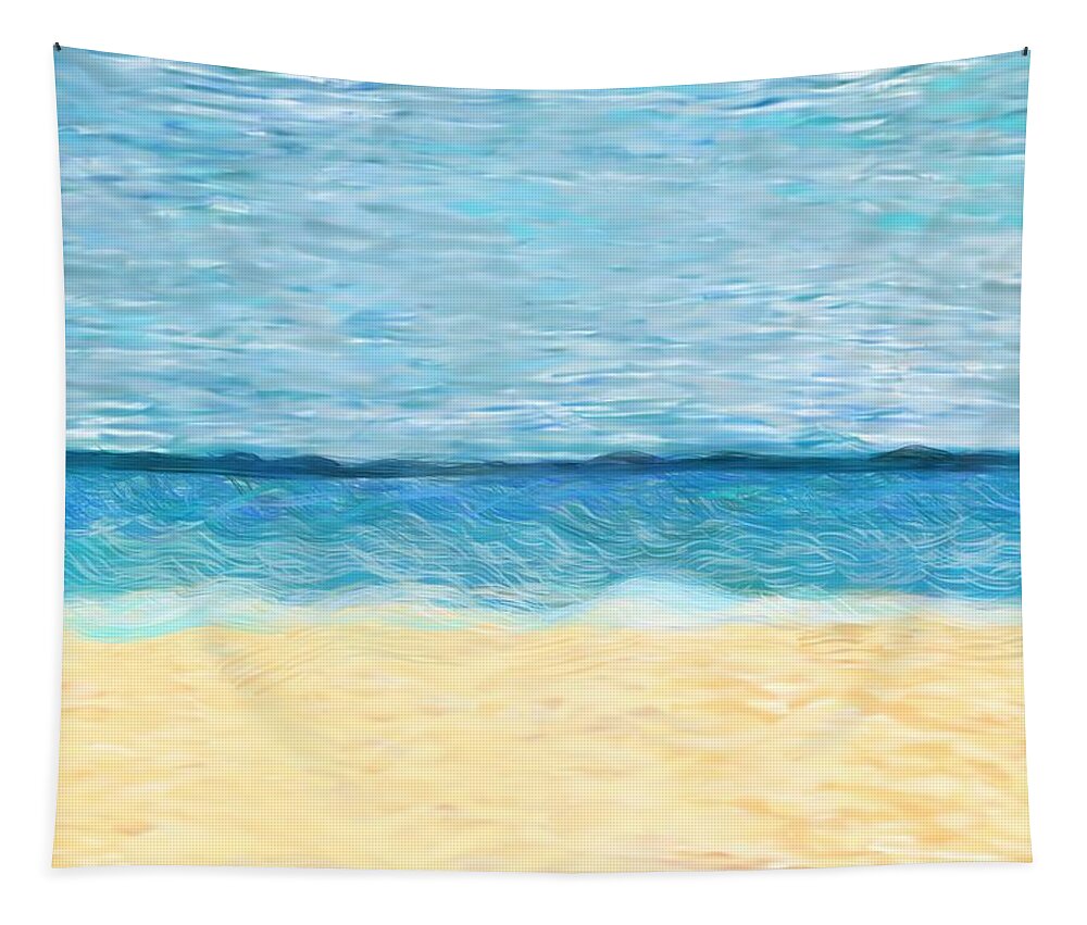 Beach Tapestry featuring the digital art My Happy Place by Christina Wedberg