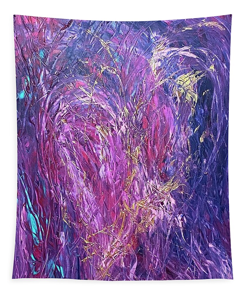 Abstract Tapestry featuring the painting My Love Is Alive Flow Codes by Anjel B Hartwell
