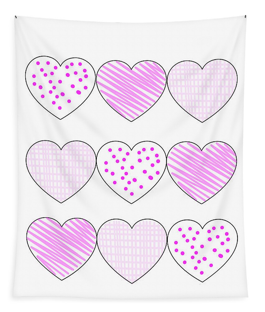 Heart Tapestry featuring the digital art My Pink Hearts by Moira Law