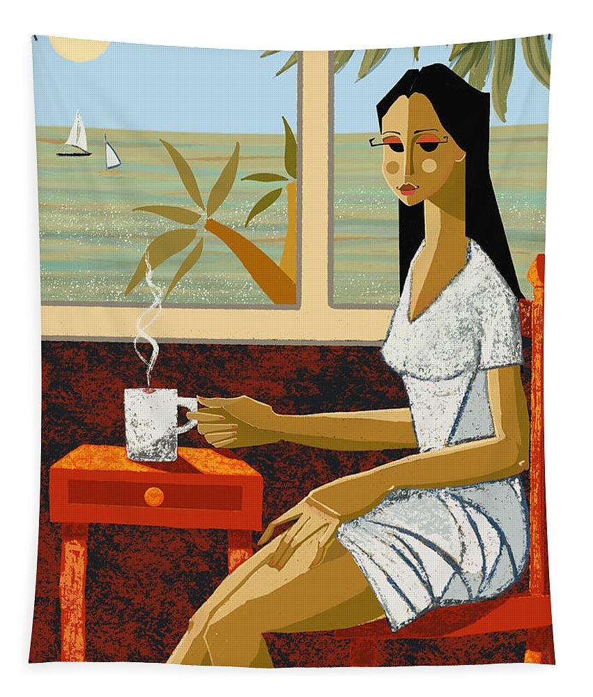 Vacation Tapestry featuring the painting My Time by Oscar Ortiz