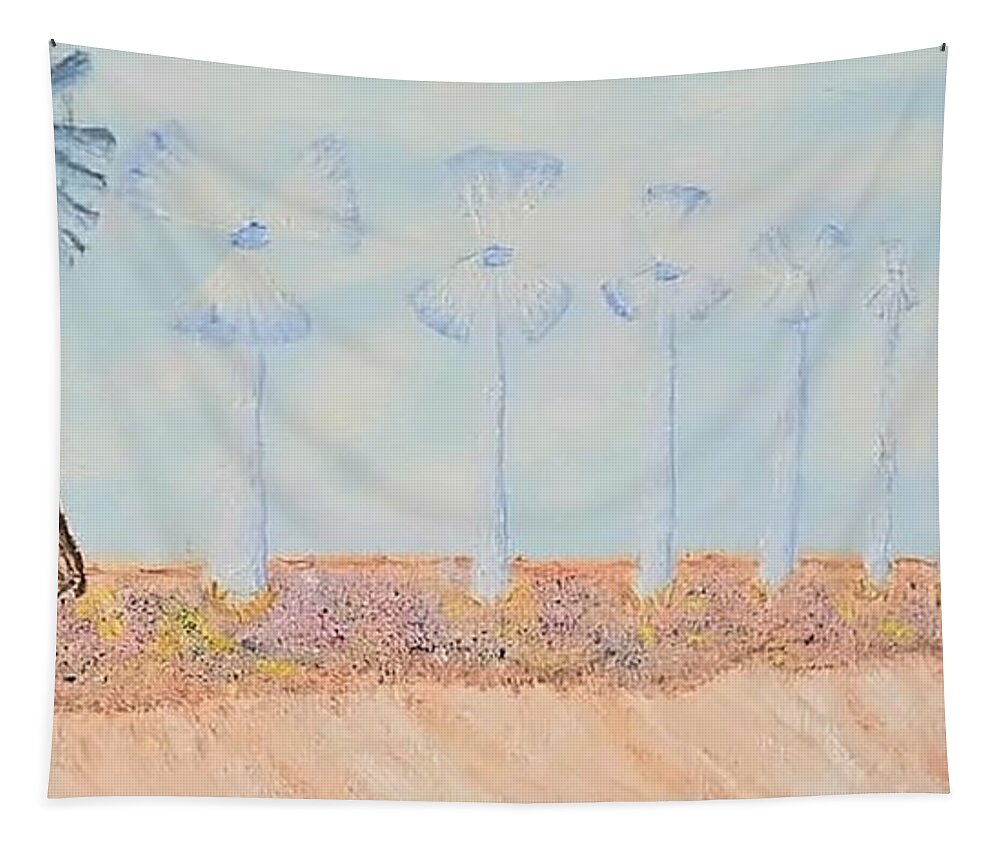 Landscape Tapestry featuring the painting My Winds of Change by Christina Knight