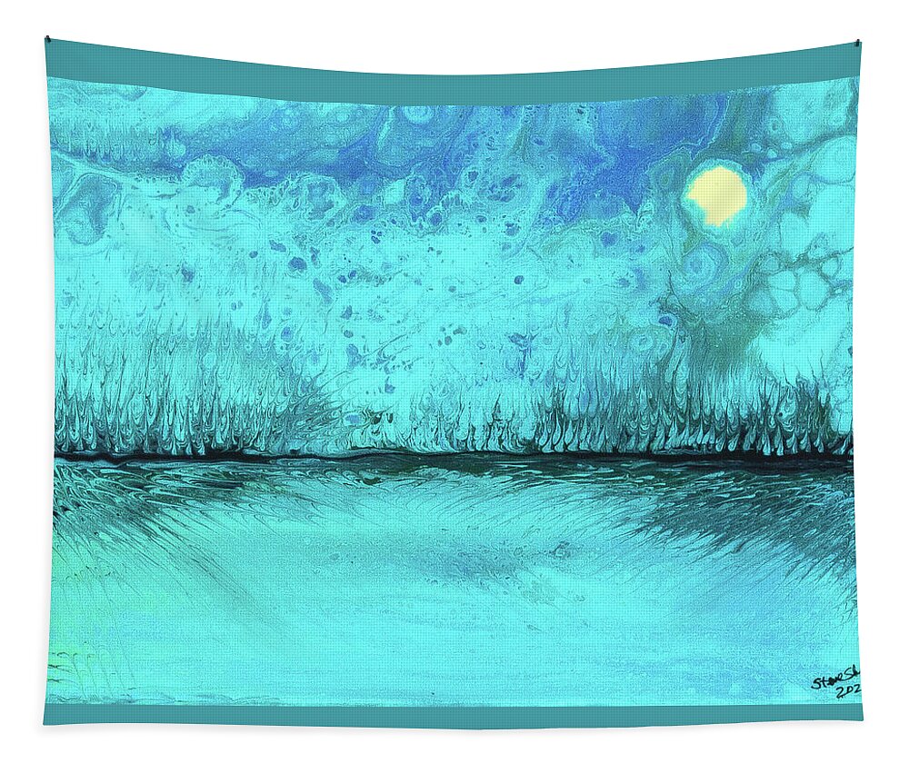 Landscape Tapestry featuring the painting Mysterious Little Landscape by Steve Shaw