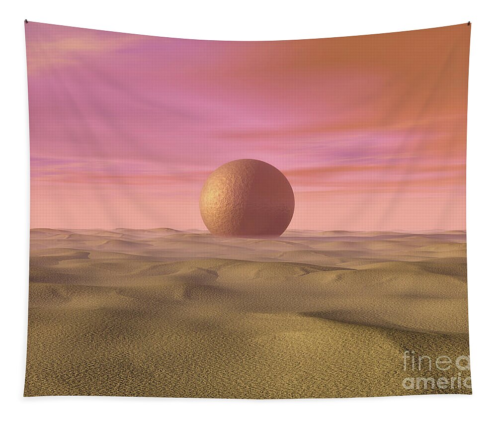 Surreal Tapestry featuring the digital art Mysterious Sphere At Dawn by Phil Perkins