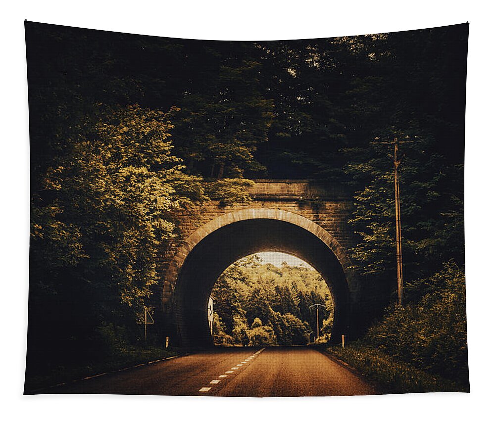 Tunnel Tapestry featuring the photograph Mysterious tunnel by Yasmina Baggili
