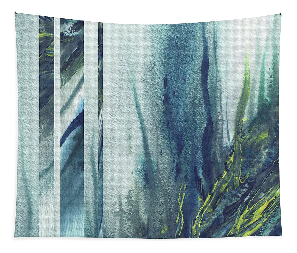 Mist Tapestry featuring the painting Mystic Rain Abstract Modern Decor Watercolor III by Irina Sztukowski