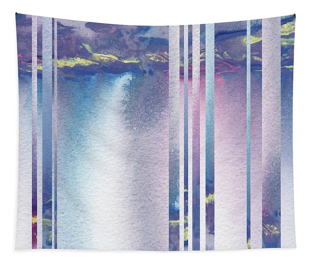 Mist Tapestry featuring the painting Mystic Rain Abstract Modern Decor Watercolor V by Irina Sztukowski