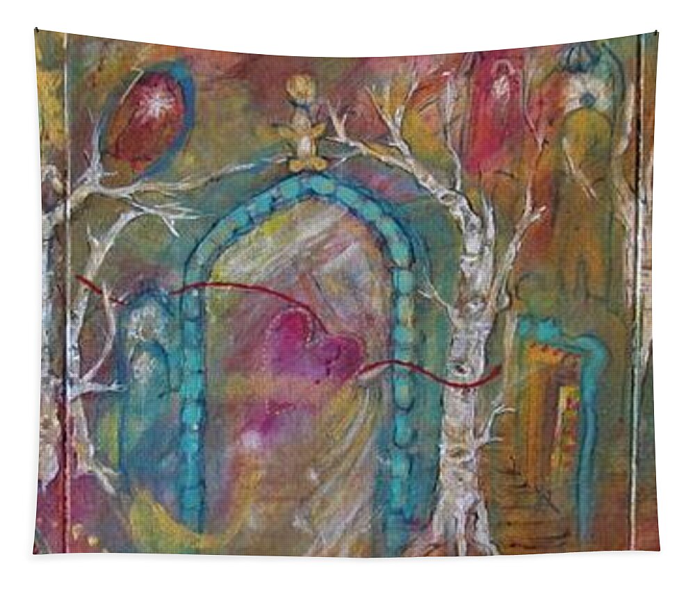 Wayshower Tapestry featuring the painting Mystic WayShower Door Keeper of Possibility by Feather Redfox