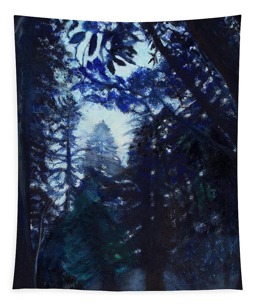 Trees Tapestry featuring the painting Mystical Forest by Santana Star