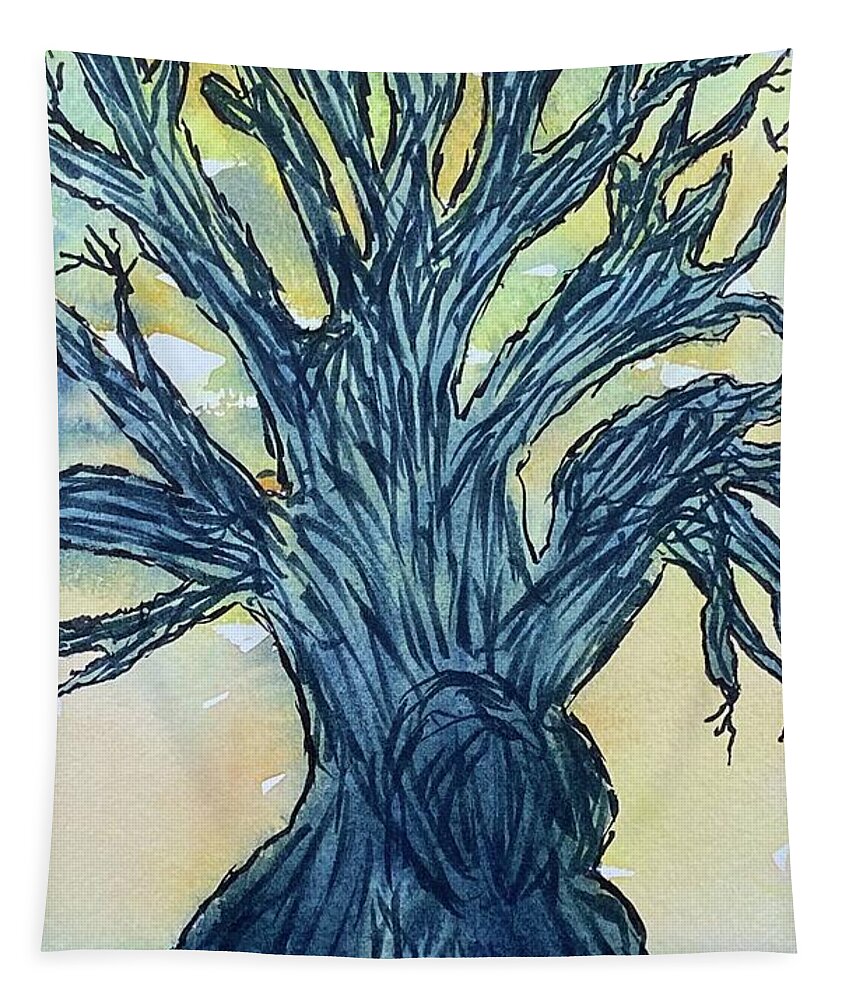 Trees Tapestry featuring the painting Naked Trees #25 by Anjel B Hartwell