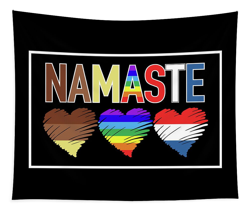Namaste Tapestry featuring the digital art Namaste Heart Art - Tri Color by Artistic Mystic