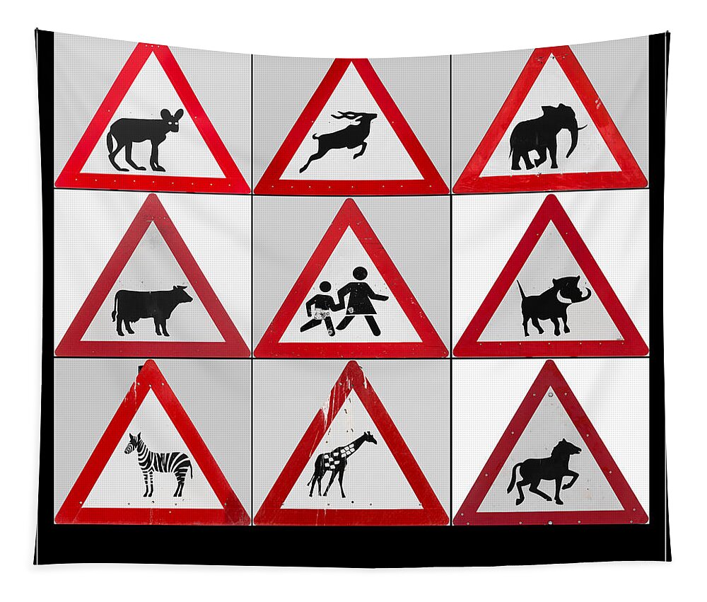 Hyena Tapestry featuring the photograph Namibian Street Signs by Peter Boehringer