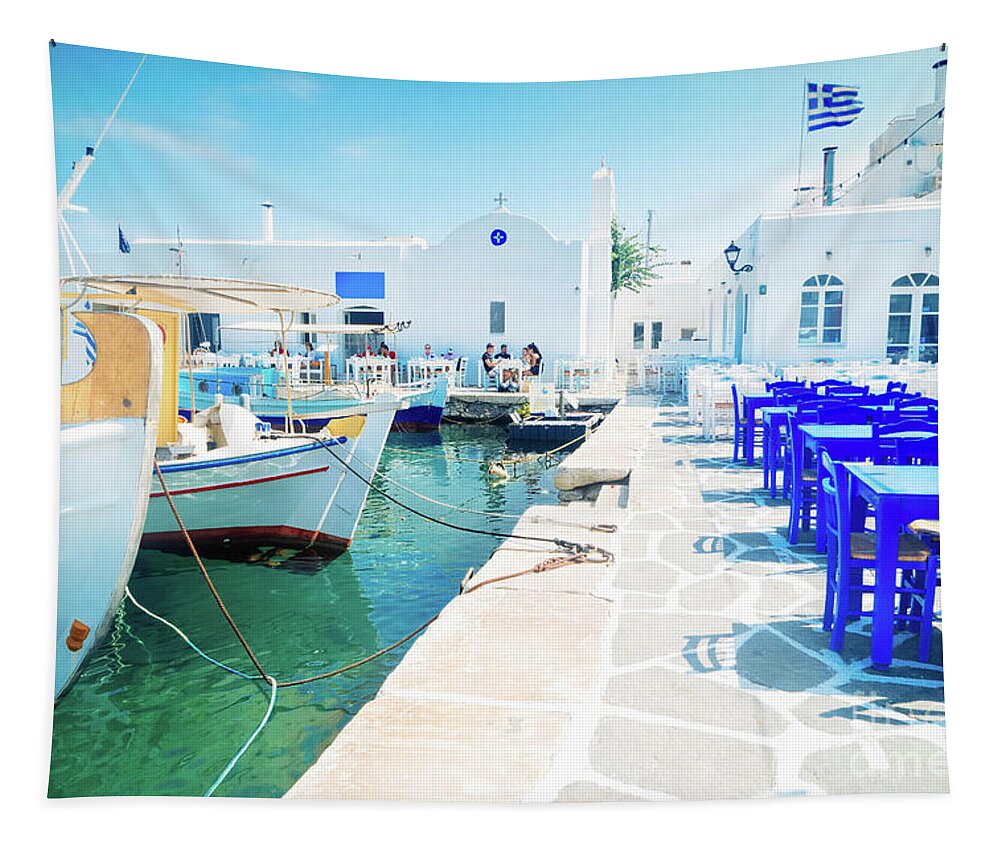 Paros Tapestry featuring the photograph Naoussa Village by Anastasy Yarmolovich