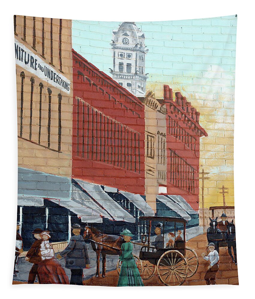 Mural Tapestry featuring the photograph Napoleon Ohio Mural by Dave Rickerd 9856 by Jack Schultz