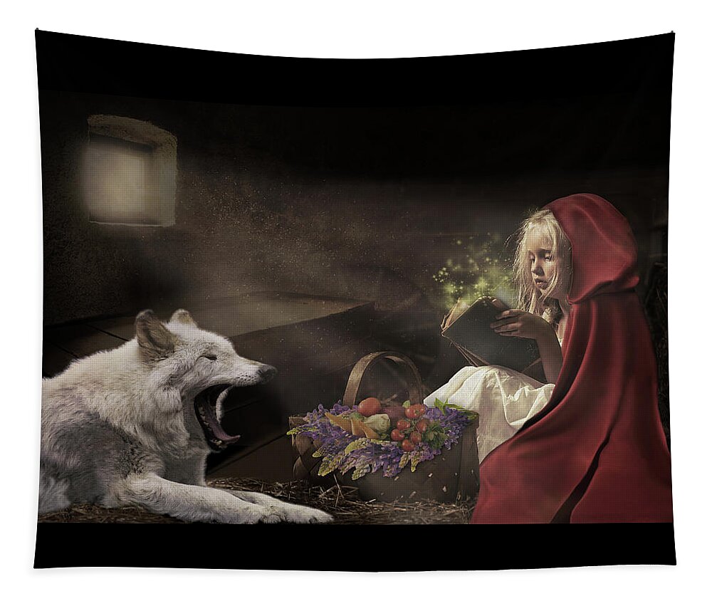 Wolf Tapestry featuring the digital art Naptime Story by Nicole Wilde