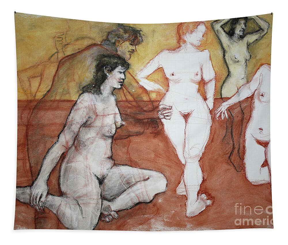 Female Nude Tapestry featuring the mixed media Natalie by PJ Kirk