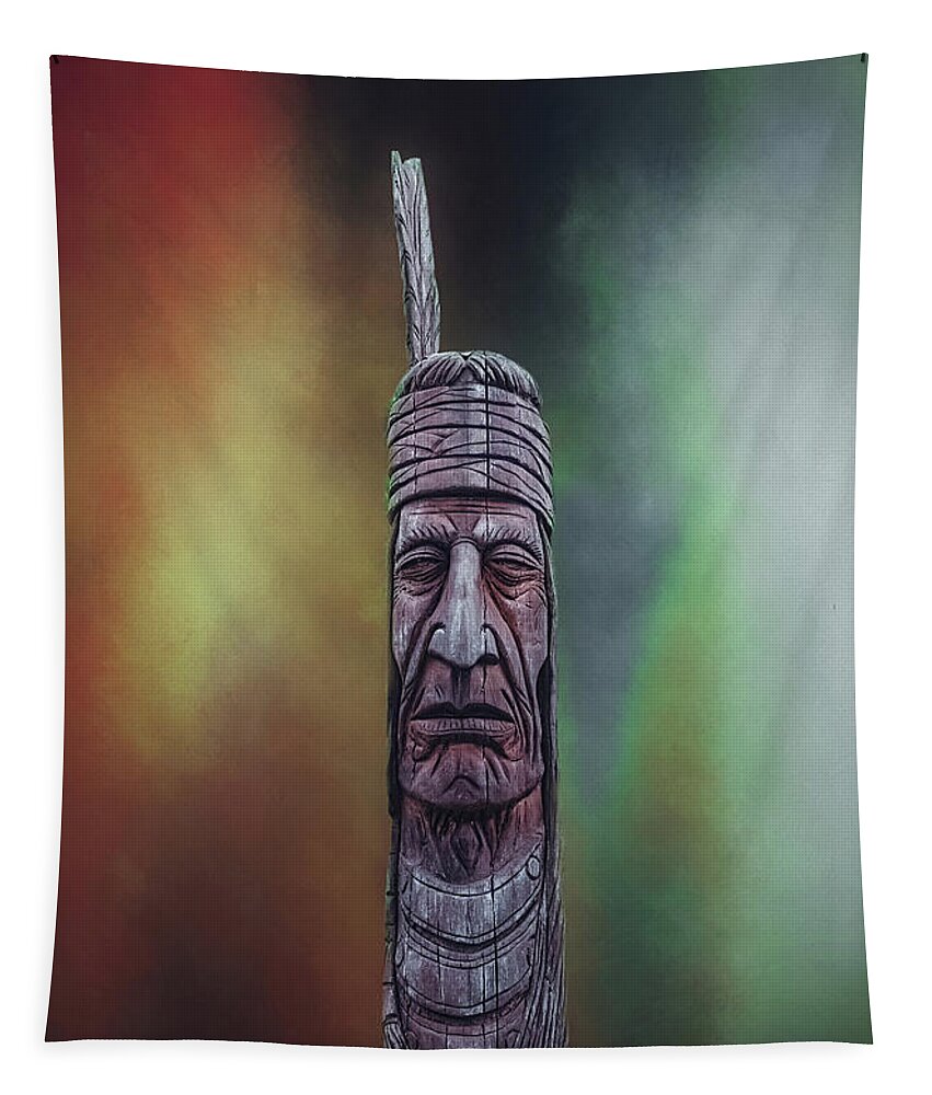 Totem Tapestry featuring the mixed media Native American Totem Artistry by DB Hayes