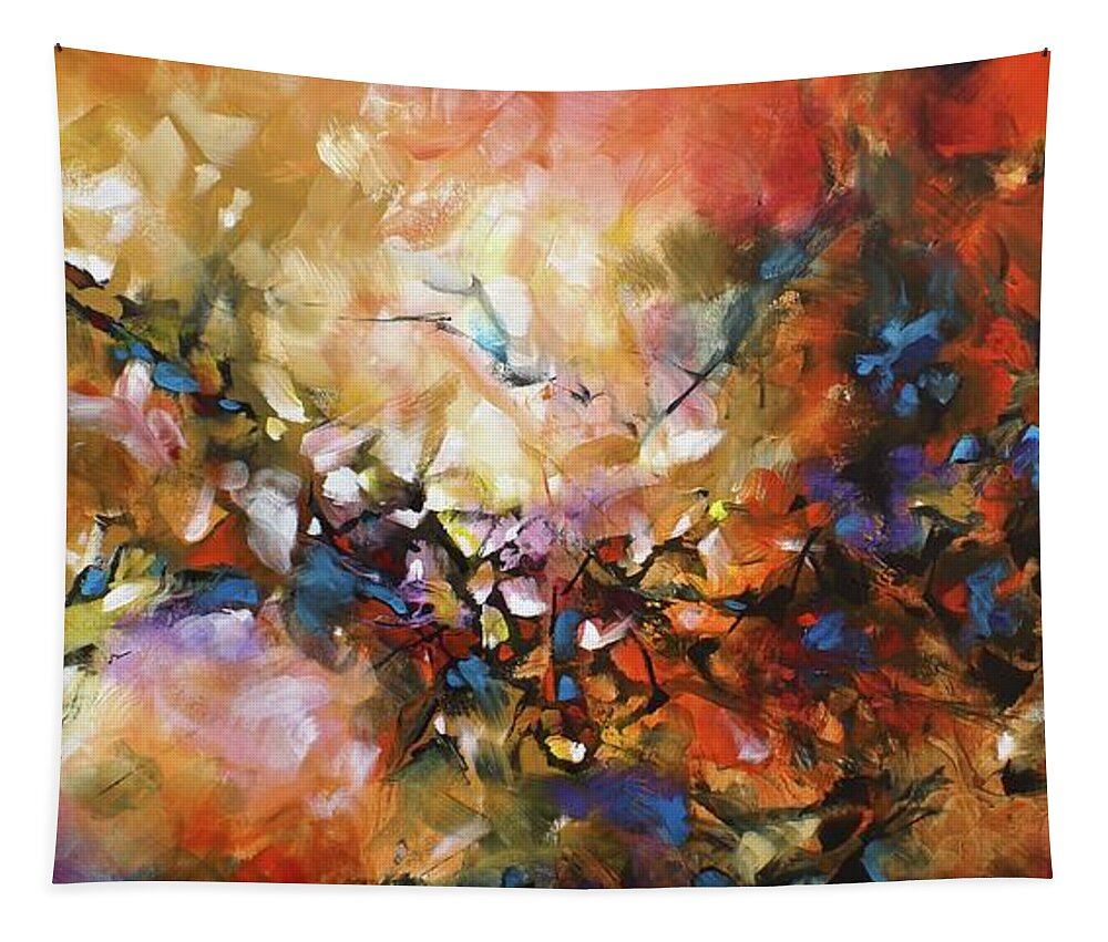 Abstract Tapestry featuring the painting Natural Intervention by Michael Lang