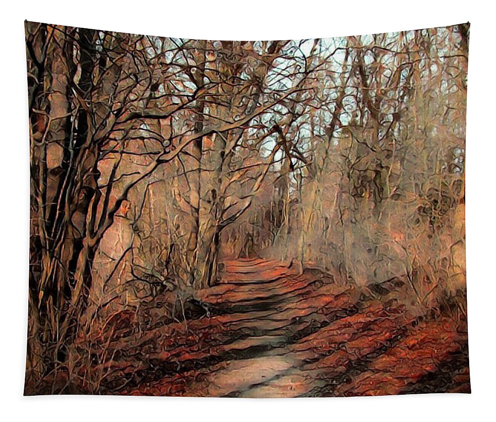  Tapestry featuring the digital art Nature Trail in Michigan No 2 by Artful Oasis