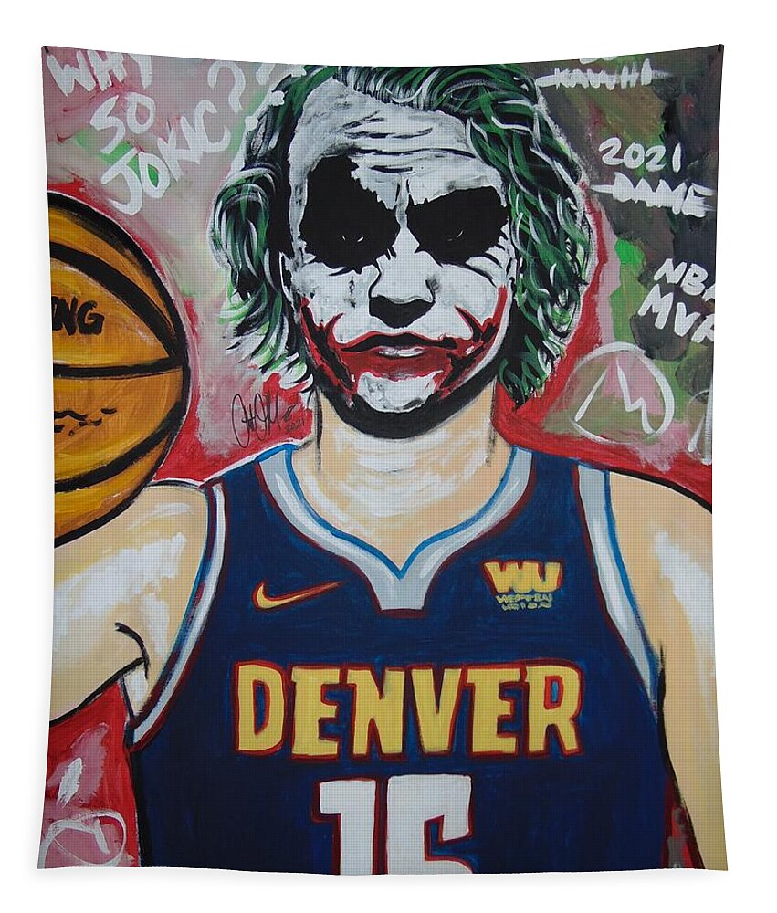 Jokic Tapestry featuring the painting NBA Villain by Antonio Moore