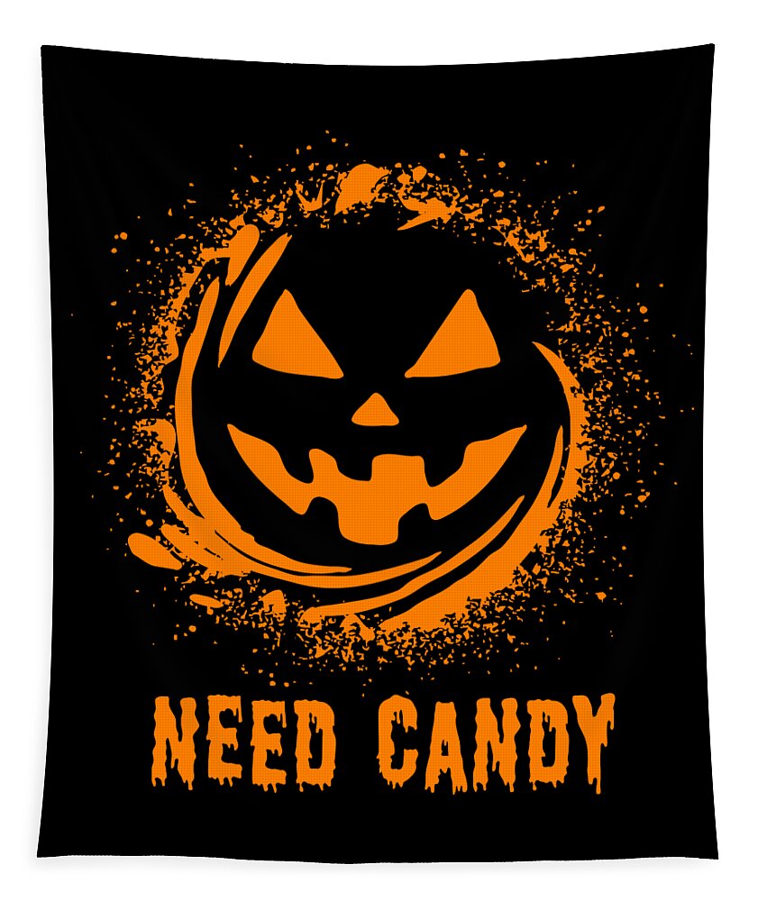 Cool Tapestry featuring the digital art Need Candy Halloween Pumpkin Trick-Or-Treating by Flippin Sweet Gear
