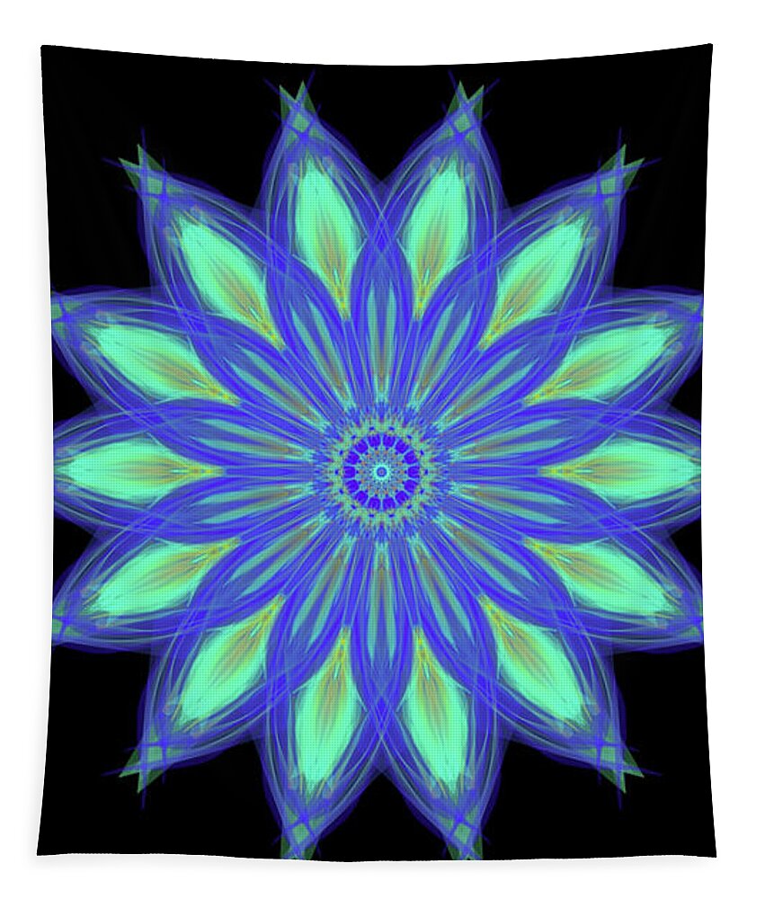 Neon Star Mandala Tapestry featuring the digital art Neon Star Mandala by Michael Canteen