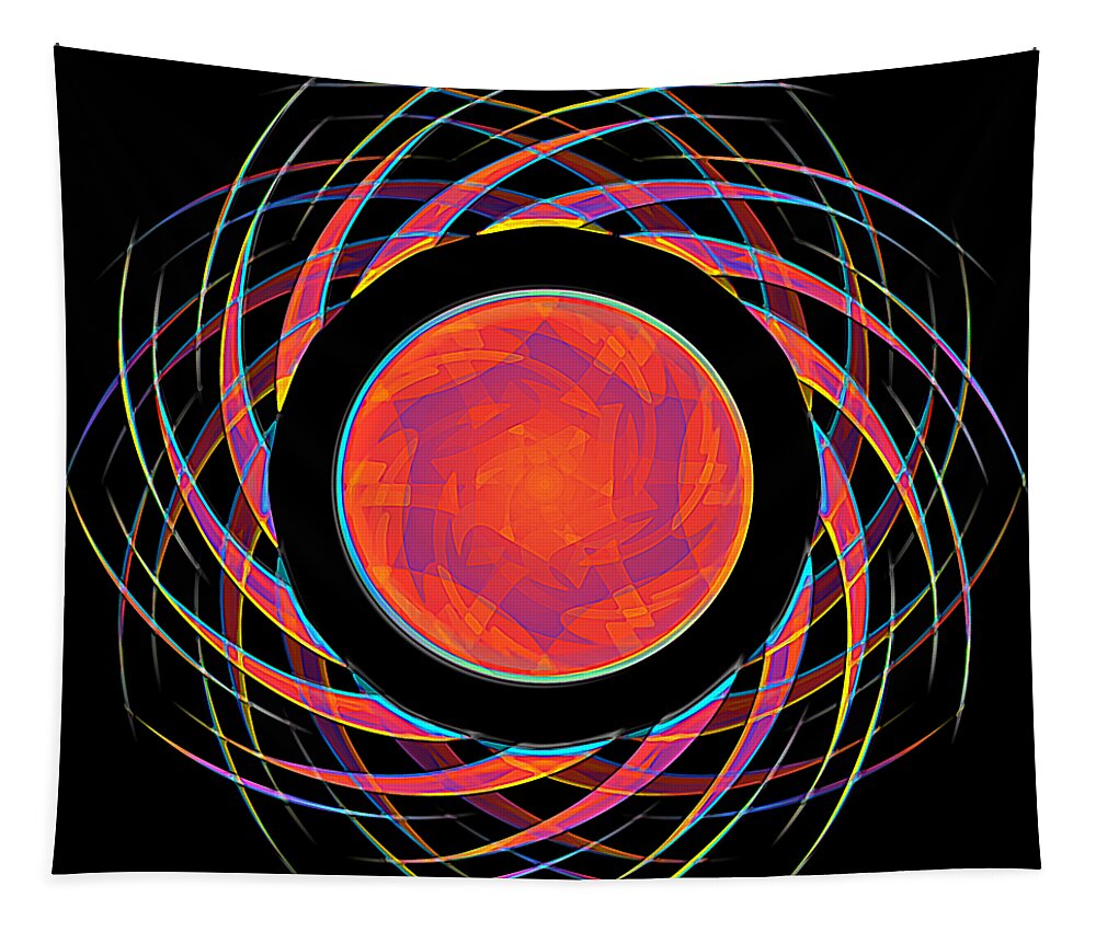 Bright Tapestry featuring the digital art Neon Sun Burst by David Manlove