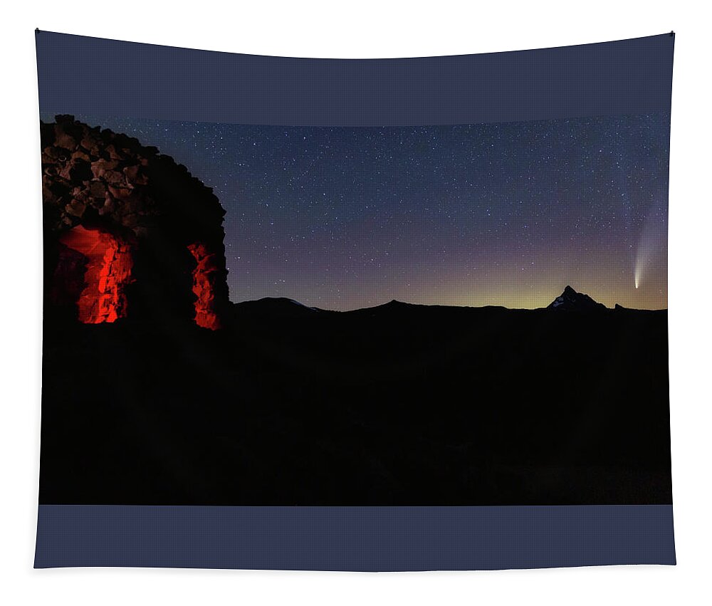 Comet Tapestry featuring the photograph NEOWISE at Dee Wright Observatory by Cat Connor