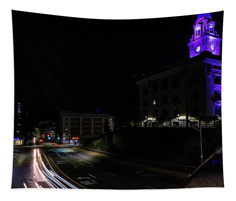 Getty Square Tapestry featuring the photograph Nepperhan at Night 3 by Kevin Suttlehan