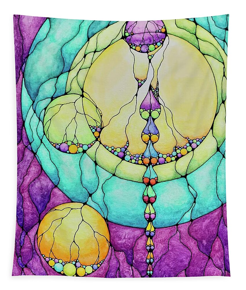 Kim Mcclinton Tapestry featuring the drawing Neural Bubbles by Kim McClinton