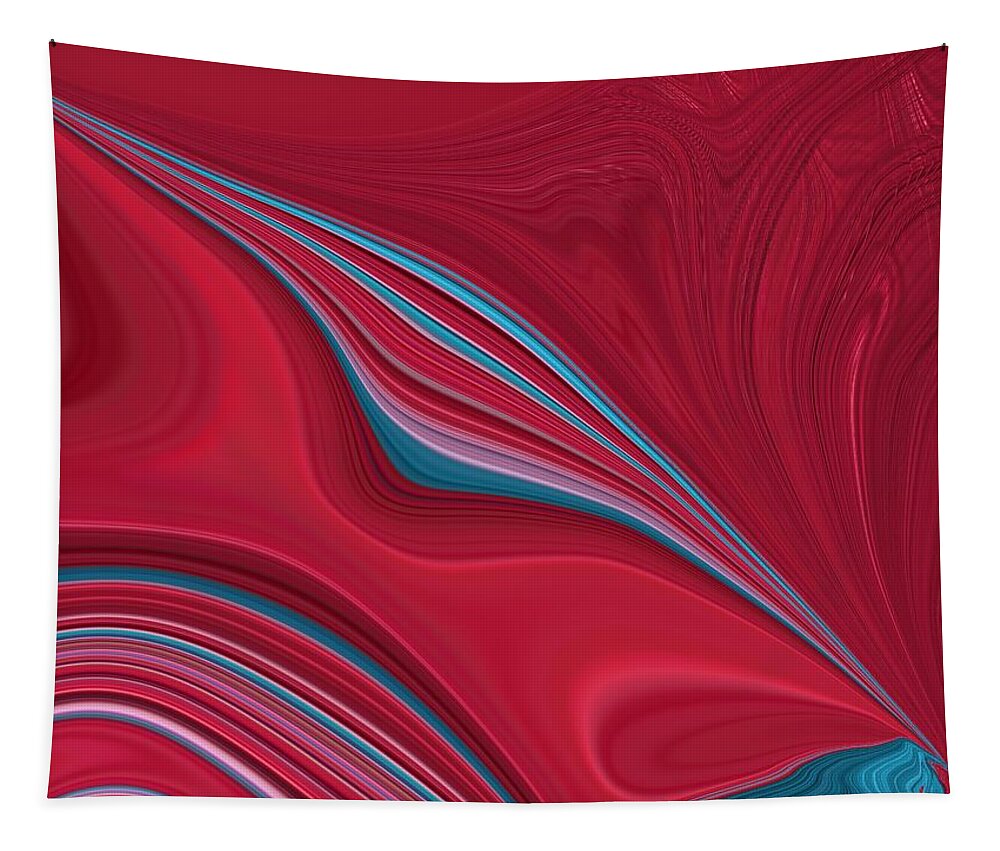 Red Tapestry featuring the digital art New Beginnings by Bonnie Bruno