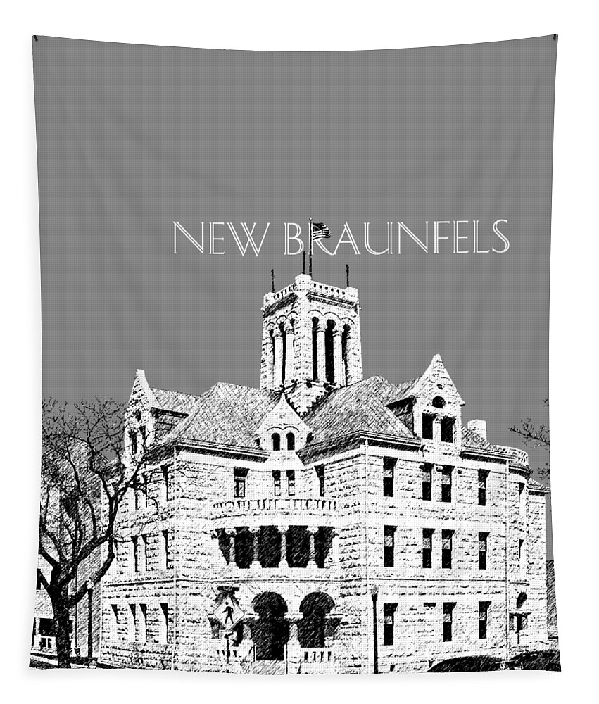 New Braunfels Tapestry featuring the digital art New Braunfels Skyline - Pewter by DB Artist