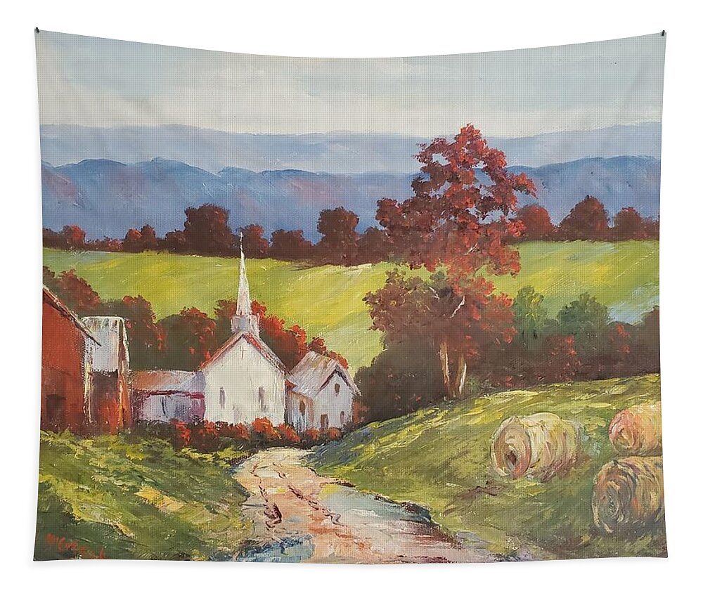 Autumn Tapestry featuring the painting New England Splendor by ML McCormick