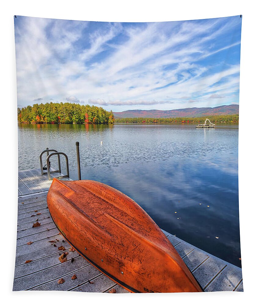 Squam Lake Tapestry featuring the photograph New Hampshire Fall Colors at Squam Lake by Juergen Roth