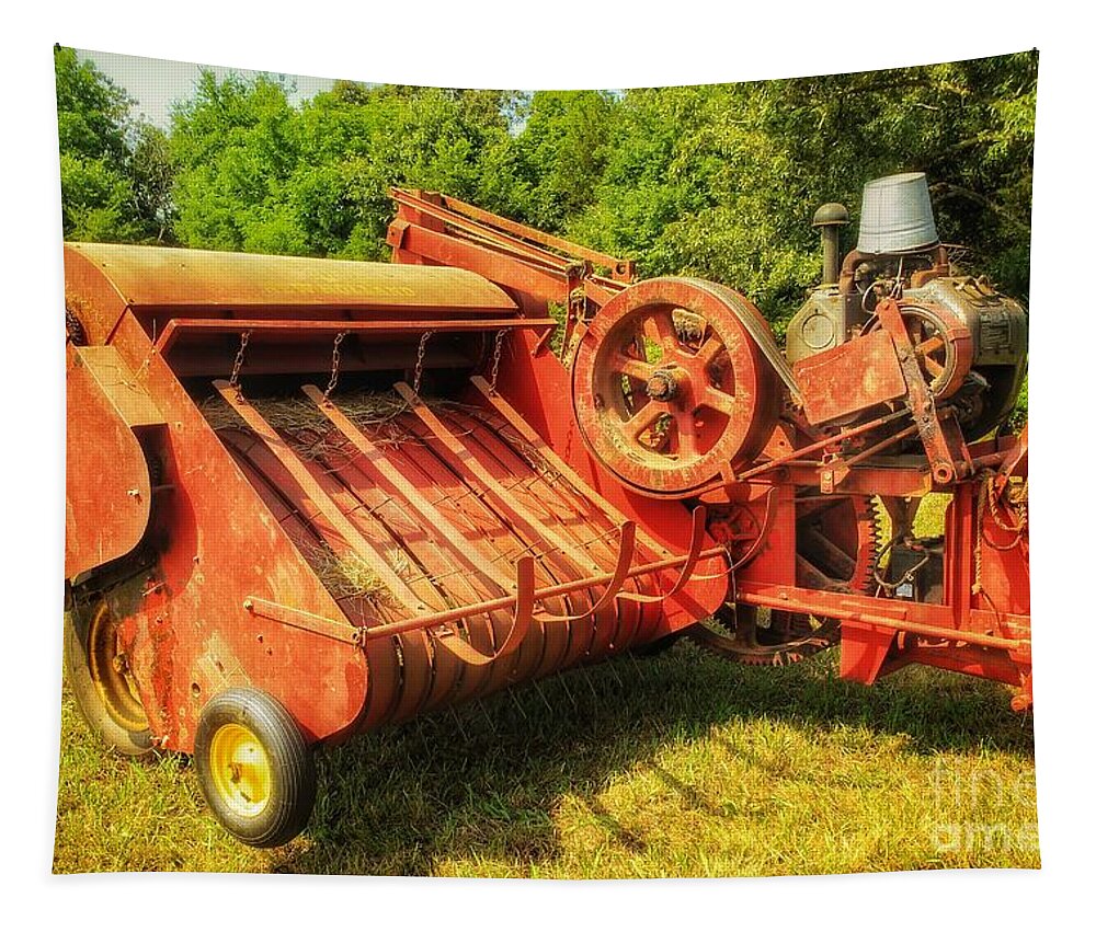 New Holland Tapestry featuring the photograph New Holland Baler by Mike Eingle