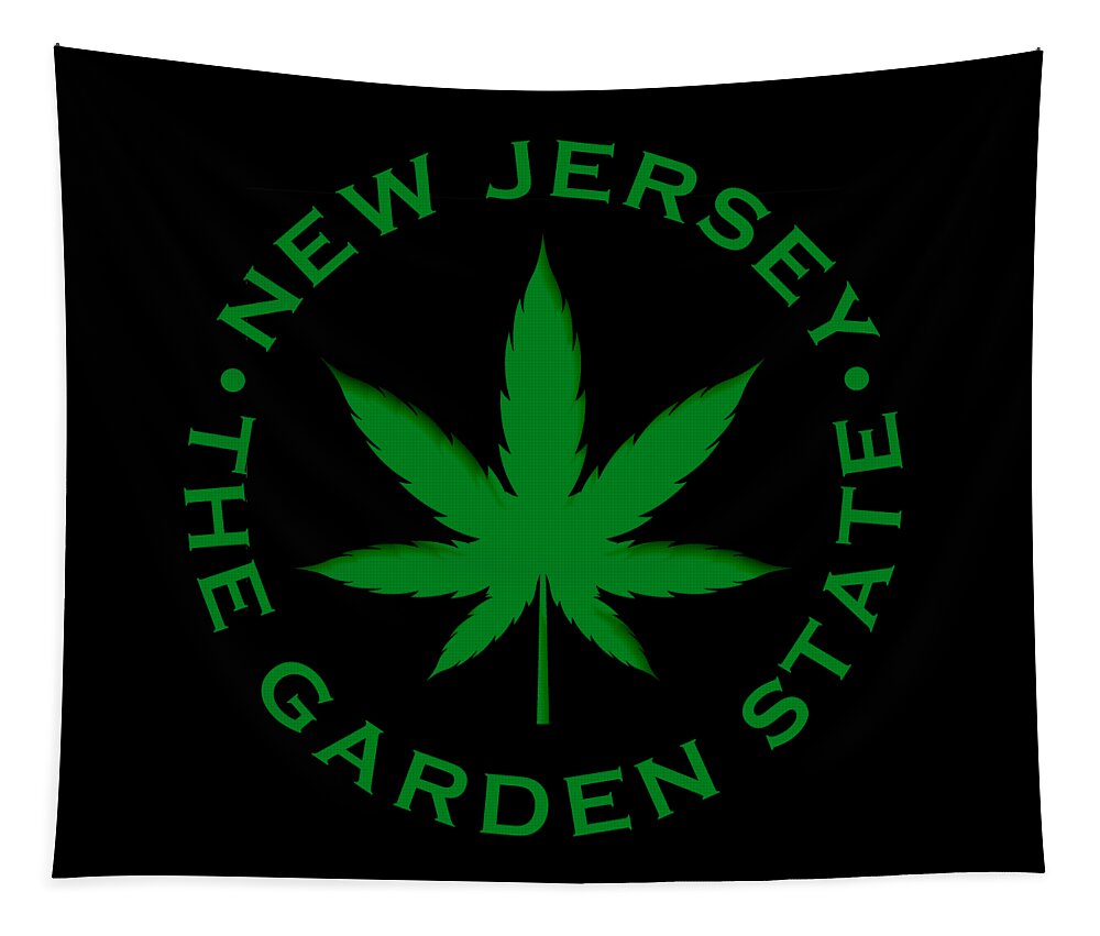 New Tapestry featuring the painting New Jersey Legalize Marijuana 2020 Pot Leaf T-Shirt Garden State Weed by Tony Rubino