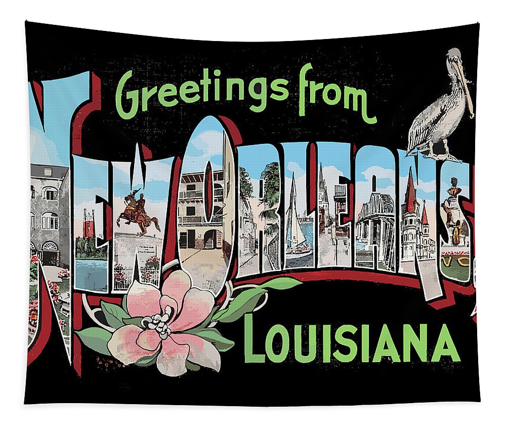 New Orleans Tapestry featuring the digital art New Orleans Letters by Long Shot