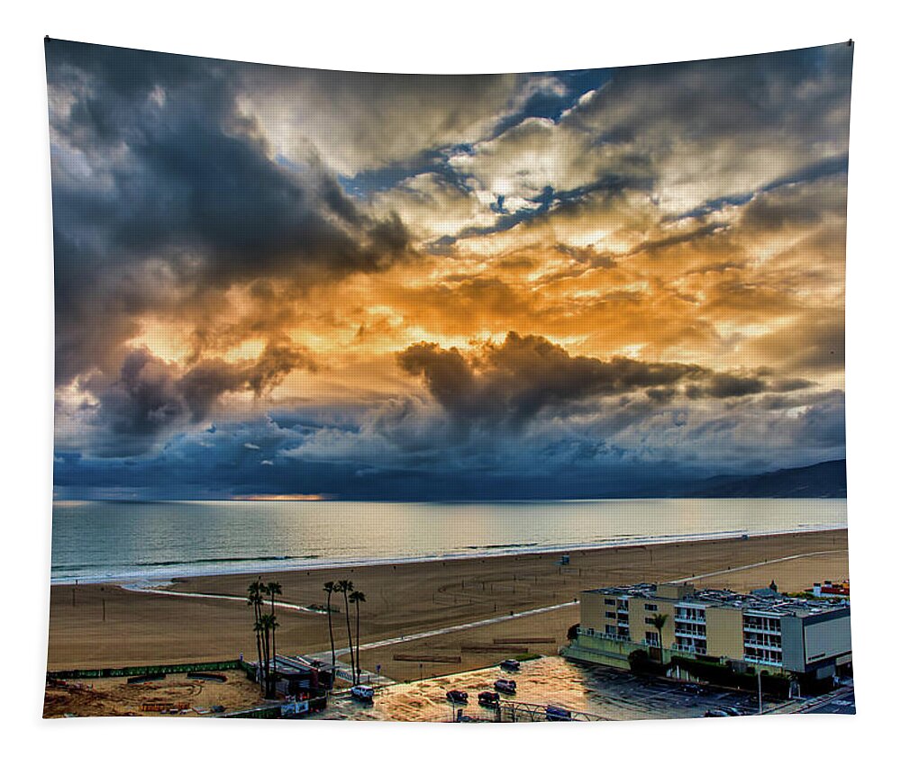 Santa Monica Bay Tapestry featuring the photograph New Sky After The Rain by Gene Parks