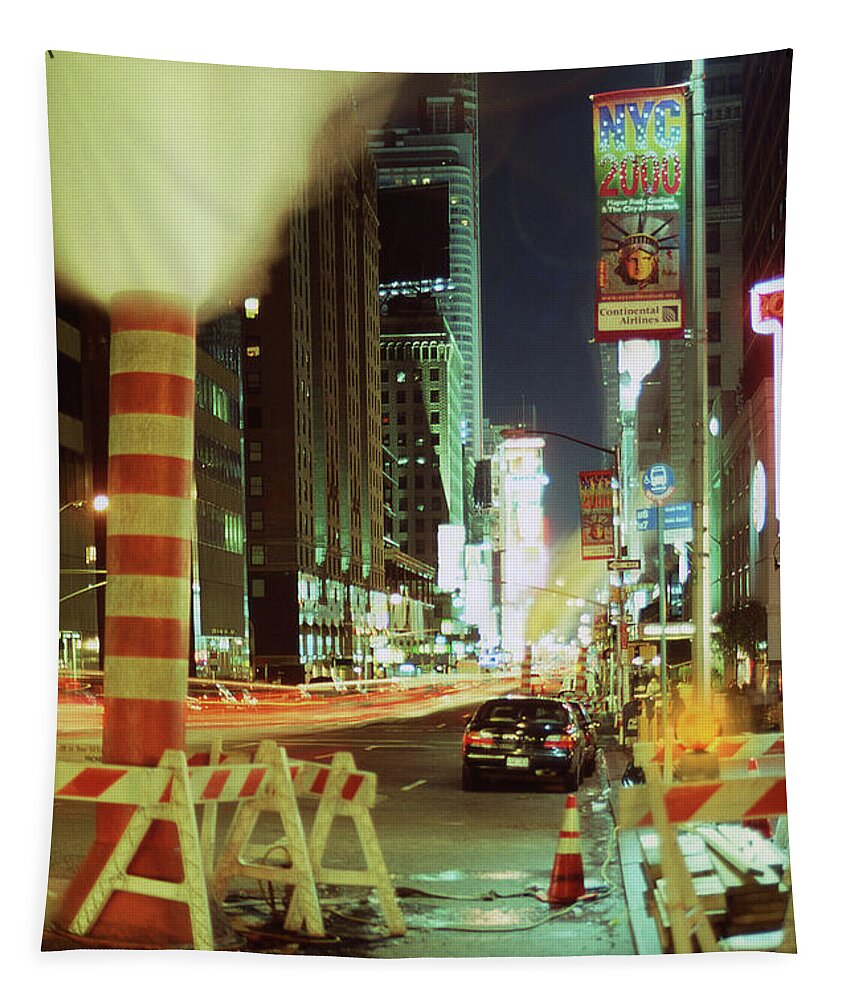 Times Square Tapestry featuring the photograph New York City Nights 4 by Mike McGlothlen