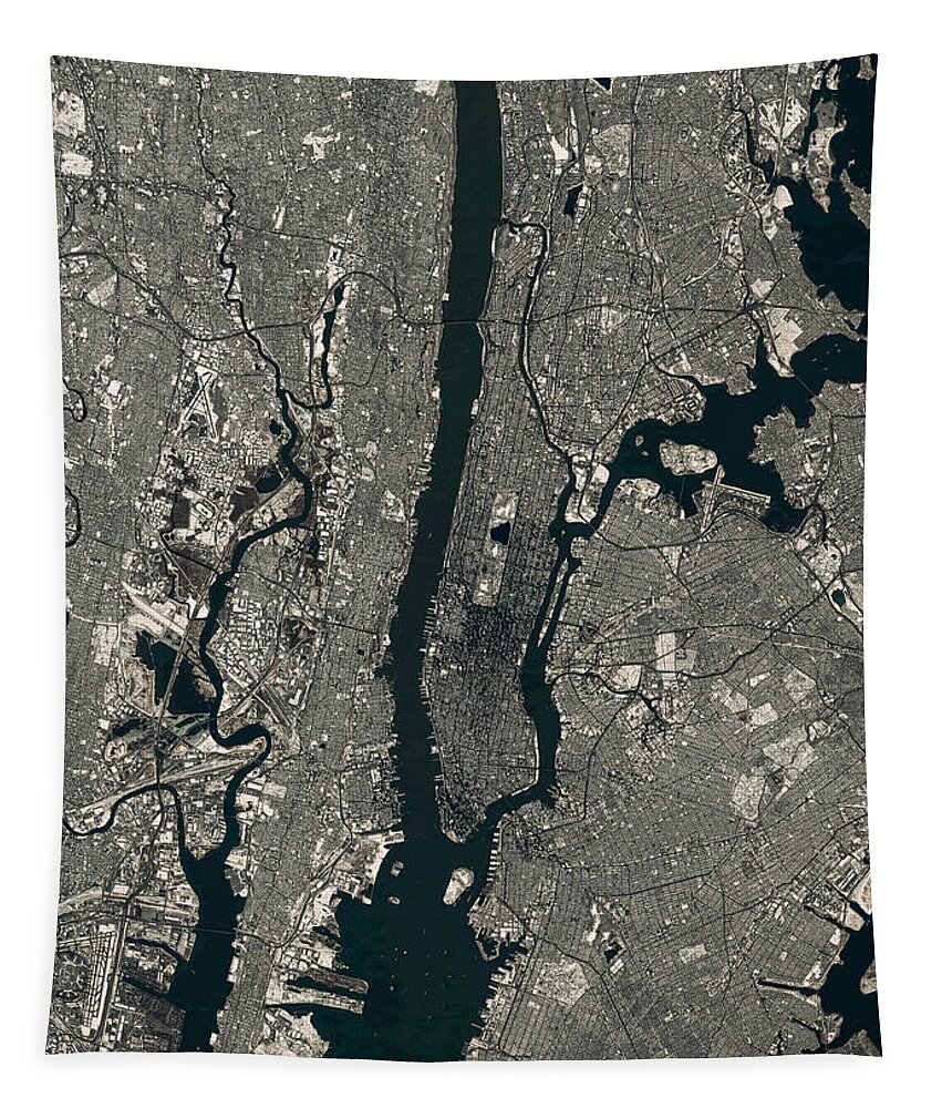 Satellite Image Tapestry featuring the digital art New York Winter by Christian Pauschert