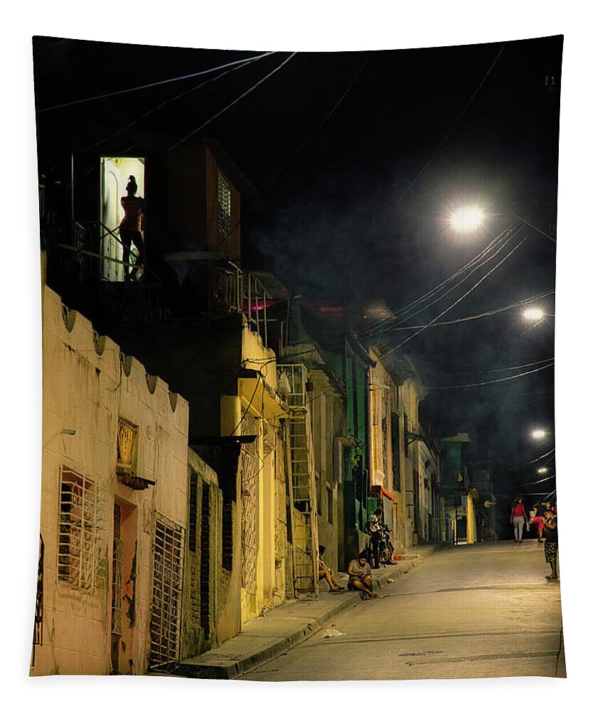 Cuba Tapestry featuring the photograph Night atmosphere El Tivoli by Micah Offman