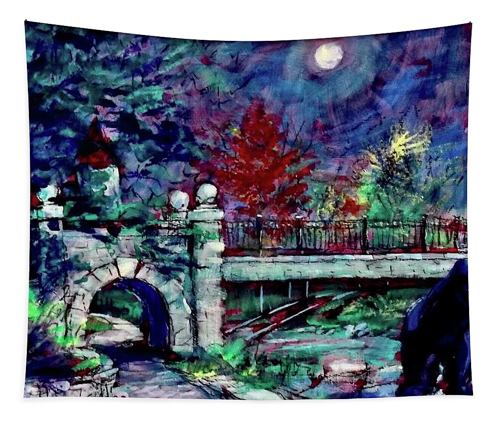 Painting Tapestry featuring the painting Night Bear by Les Leffingwell